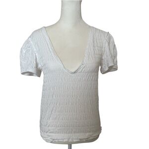 Free People White Women's Short Sleeve Top